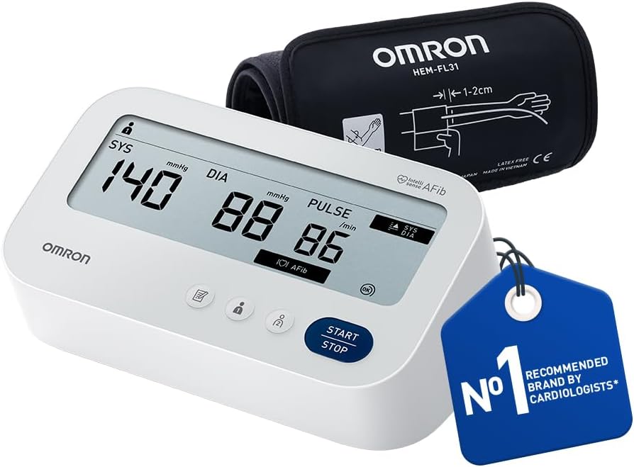 OMRON X3 Comfort AFib Upper Arm Blood Pressure Monitor with Afib Detection | Clinically Validated Blood Pressure Machine for 2 Users, with 3x Measurement Function, Intelli Wrap Cuff Included (22-42cm)