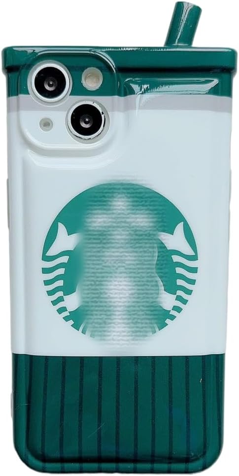 for iPhone 13 Case Cute Soft Shockproof 3D Cartoon Funny Unique Kawaii Milk Coffee Tea Cup Phone Protective Phone Cover for Women Girls (Green)