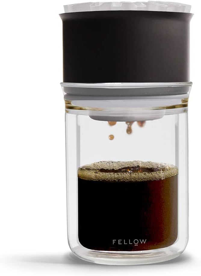 Fellow Stagg [X] Pour-Over Coffee Maker Kit, Double Wall Glass, 10 oz | Keeps Coffee Hot, Stainless Steel Coffee Dripper, Non-Clogging Fast Drip, 1-2 Cups, Includes 15 Filter Papers