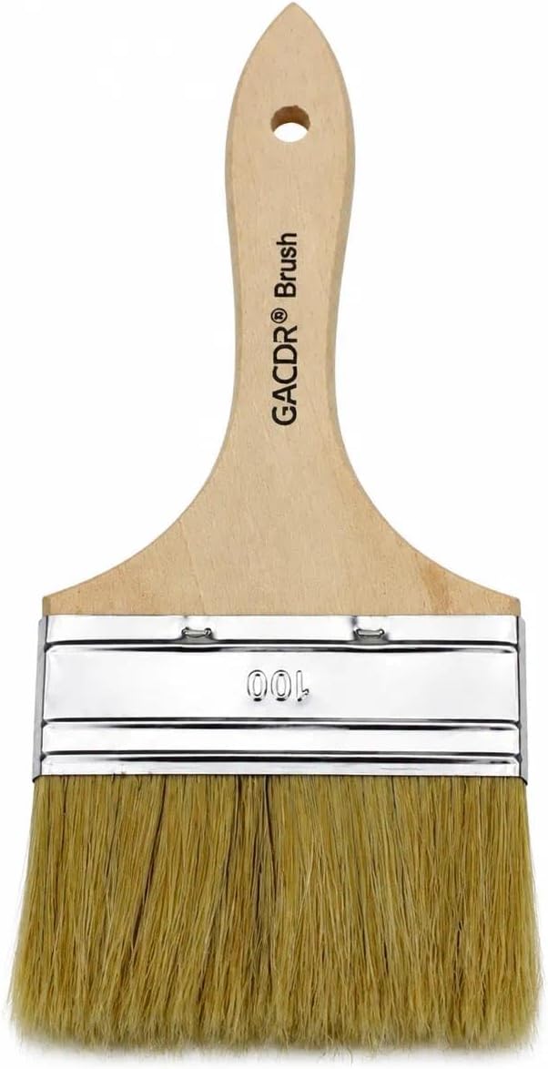 4 Inch 100mm Large Flat Paddle Paint Brush for Oil & Acrylic Painting | Natural Hog Bristles Wide Paint Brush for Furniture, Wood, Walls & Canvas, Ideal for DIY Home Painting, Art Projects