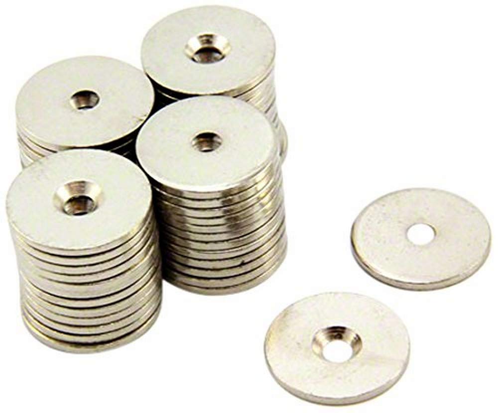Countersunk Steel Disc for Using Magnets, Hang Artwork or Noticeboards - 25mm dia x 2mm thick x 4mm hole