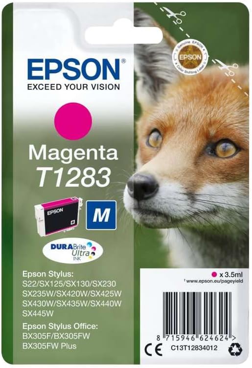 Epson T1283 Magenta Fox Genuine, DURABrite Ultra Ink Cartridge