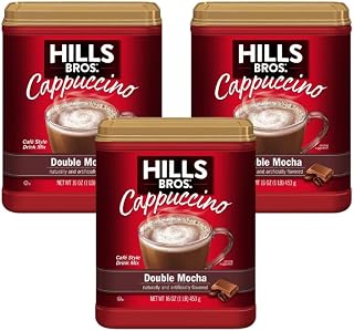 Hills Bros. Instant Cappuccino Mix, Double Mocha 16 Ounces- Frothy, Decadent Cappuccino with a Deep, Rich Chocolate Flavor (Pack of 3)