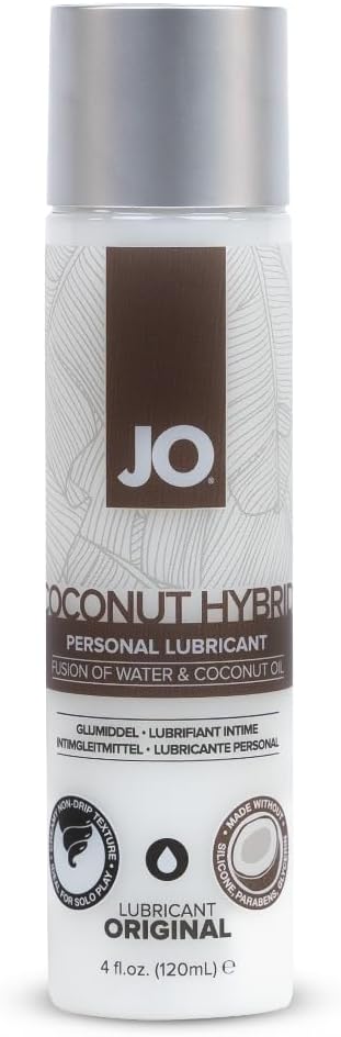 System JO Coconut Hybrid Personal Lubricant – Water Based Lube with Coconut Oil for Intimacy, Anal & Toy Safe – 4 fl oz