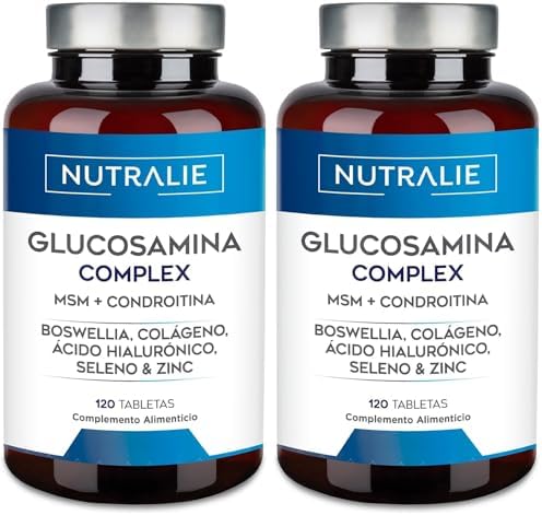Glucosamine and Chondroitin MSM, Collagen, Hyaluronic Acid, Boswellia, Selenium and Zinc - 120 Tablets Glucosamine Complex Nutralie (Pack of 2)