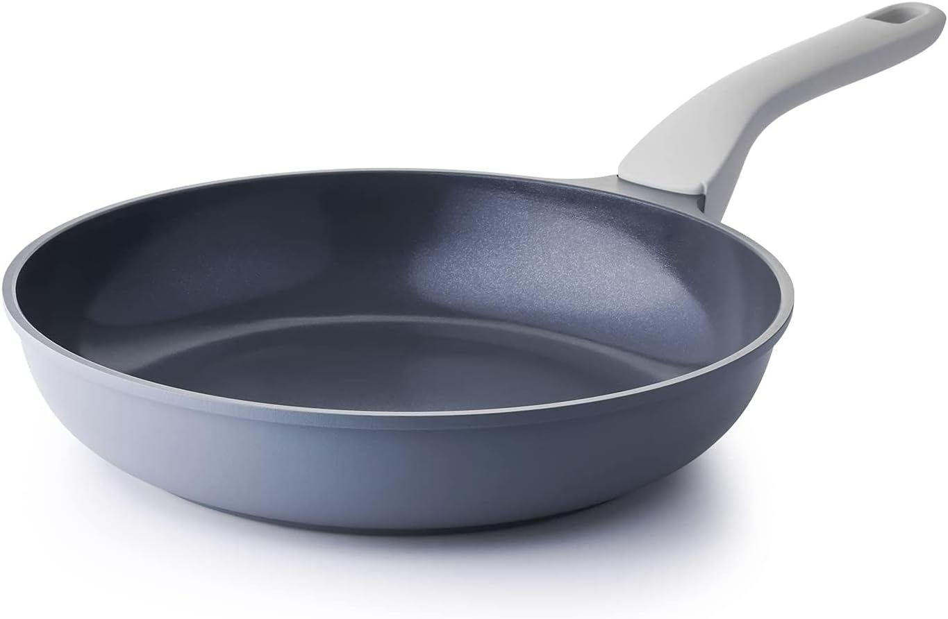 Nonstick Ceramic Frying Pan, 8/10/12 Inch Non Toxic Skillet, Healthy Egg & Omelet & Chef's Pan, PTFE PFOA & PFAS Free, Induction Compatible (8-Inch, Gray)