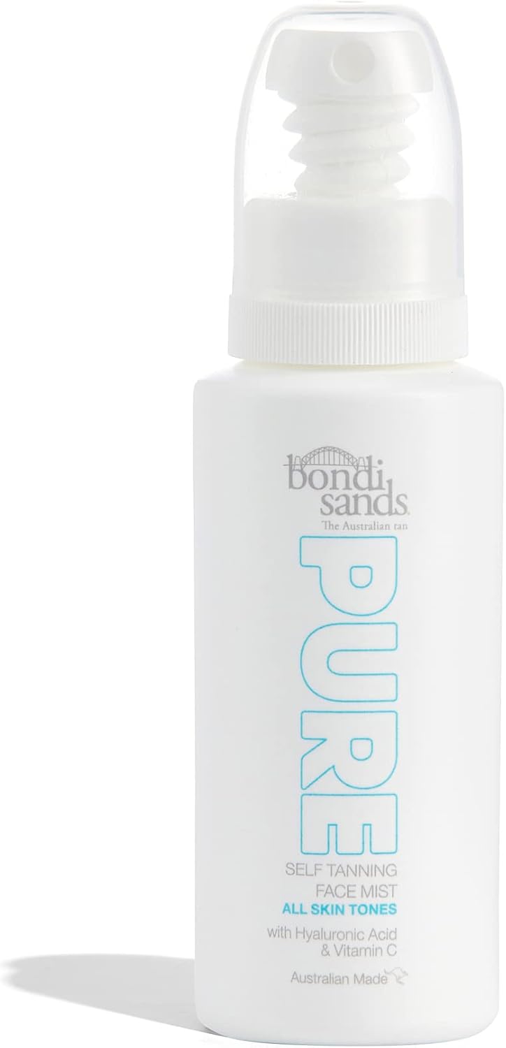 Bondi Sands PURE Self-Tanning Face Mist | Hydrating Lightweight Formula Gives a Natural Golden Glow, Enriched with Hyaluronic Acid, Vitamin C, and Vitamin E, Vegan + Cruelty Free | 70 mL/2.36 Oz