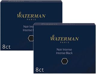 WATERMAN PARIS Fountain Pen Ink Cartridges Refill Intense Black Pack of 2 WAT52021 Smooth Flowing and Long Lasting Inks