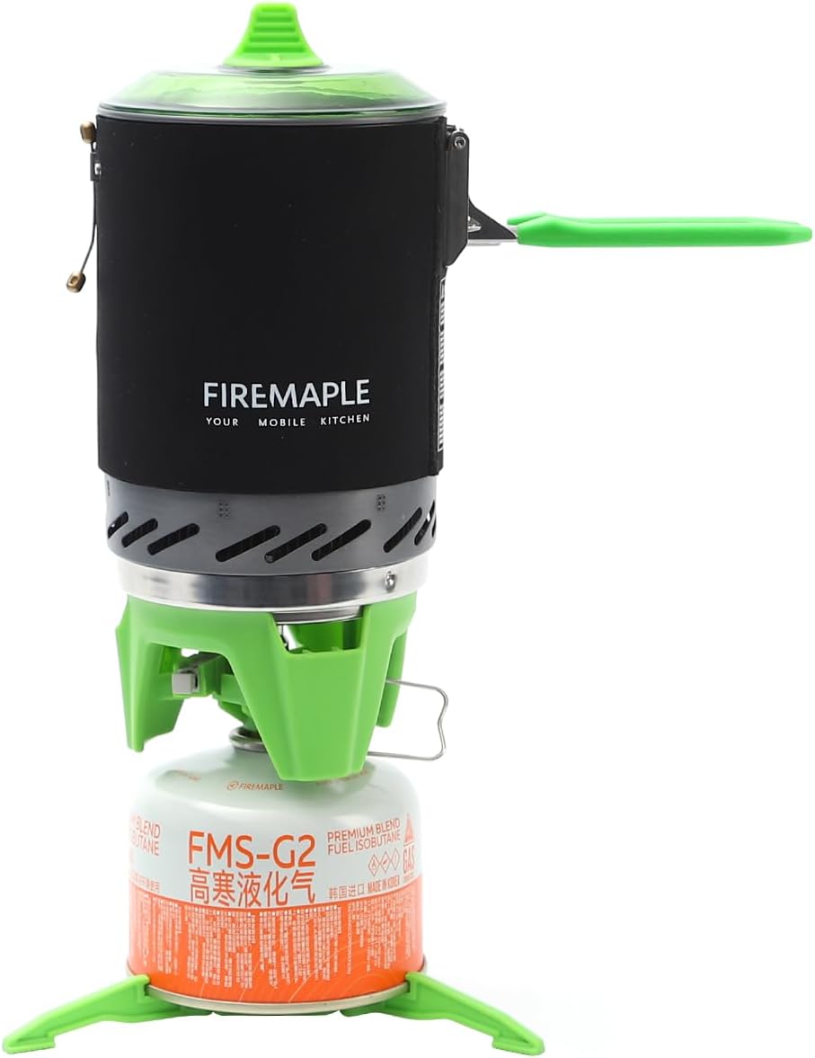 Fire-maple FMS-X2 Personal Cooking System Outdoor Hiking Camping Equipment Oven with Piezo Ignition POT Support & Stand for Outdoor Acitivities- Portable Propane Gas Stove Burner
