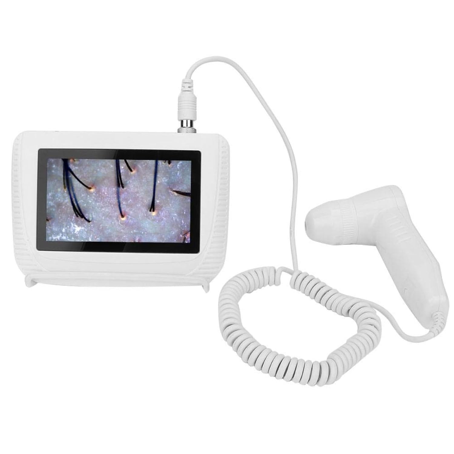 Dioche Skin Diagnosis Hair Analyzer Machine, 5 Inch HD LCD Screen Digital Skin Detector Rechargeable Scalp Hair Follicle Oil Magnifying Detector Analyzer Skin Pigment Tester