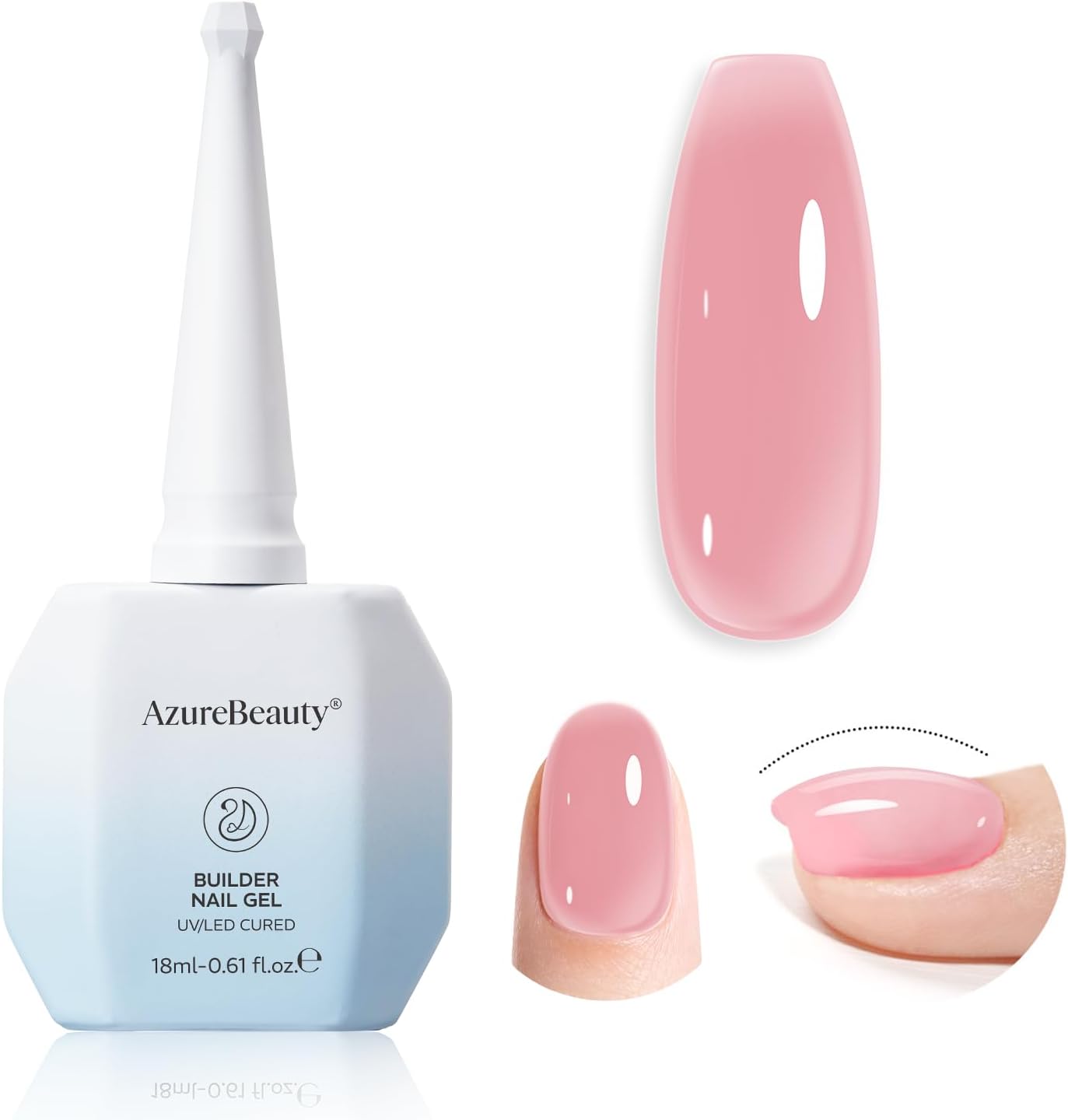 AZUREBEAUTY Builder Nail Gel, Jelly Peach Builder Gel 18 ML, 30-Day Nail Strengthener Extension Glue, For Home Salon DIY Hard Gel