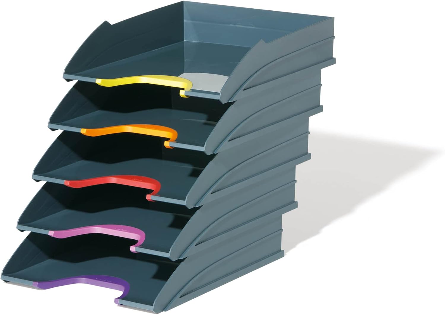 Durable VARICOLOR® Letter Tray A4 - Set of 5 Stackable Colour Coded Letter Trays - Perfect for Storing Documents and Paper Work
