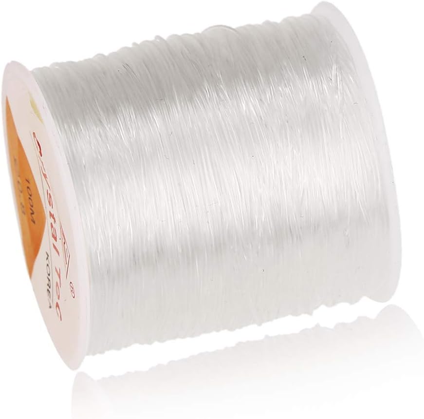 328ft Clear Bead Cord Crystal Elastic Stretchy Bracelet String for Jewelry Making Necklace Bracelet Beading Thread, 0.8 mm