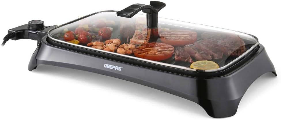 GEEPAS 1600W Electric Barbecue 2-in-1 Grill Hot Plate Smokeless Indoor BBQ