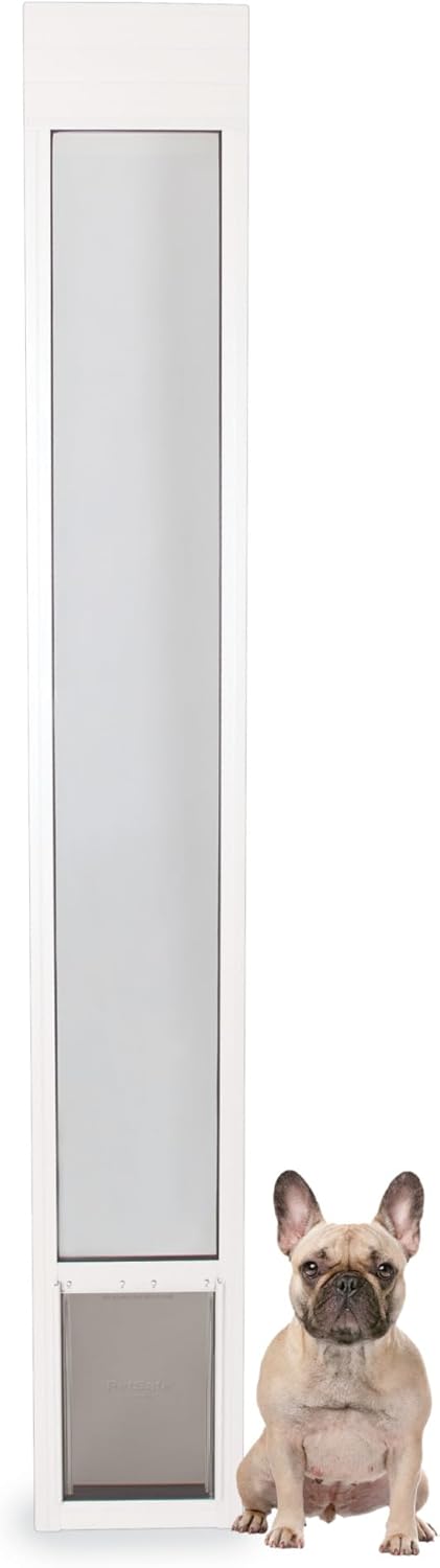 PetSafe Doggy Door for Sliding Glass Doors, Adjustable Height 75 7/8" to 81", No-Cut DIY Install, Aluminum Panel, Ideal for Renters, for Medium Dogs Up to 40 lb., (White, Medium)