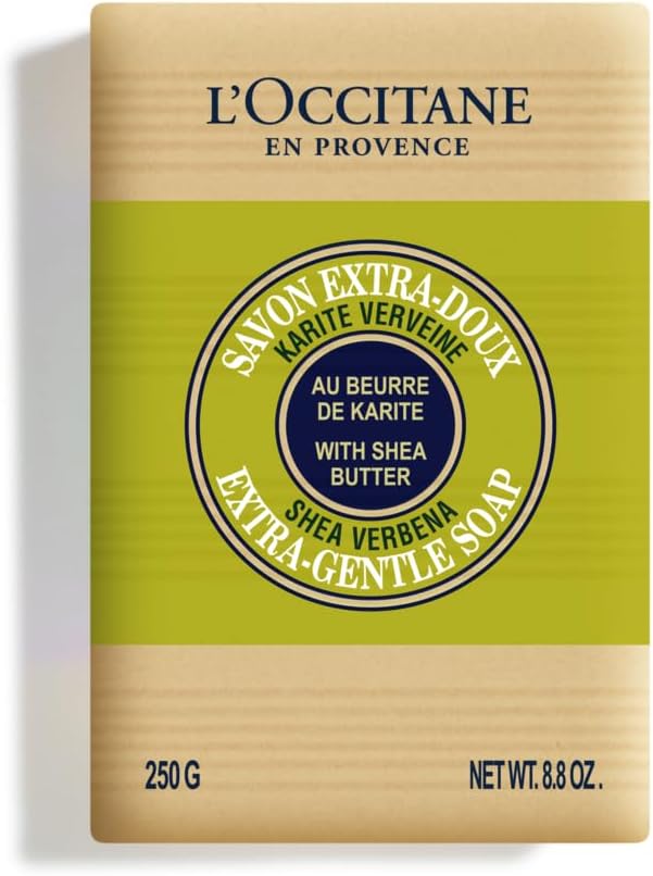 L'OCCITANE Deluxe Sized Shea Butter Verbena Extra Gentle Soap 250g | Citrus Scented | Palm Oil Free, Vegan & 99% Readily Biodegradable | Sustainable & Luxury Beauty Body Wash for All Skin Types