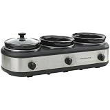 CULINARY CHEF SC3105-SS, Slow Cooker, Buffet Server 3 Pot, Food Warmer - Stainless
