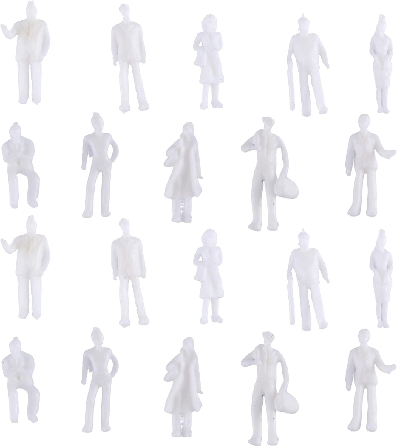 ROBMNE 100Pcs HO Scale 1:100 White Model People Unpainted Train Figures