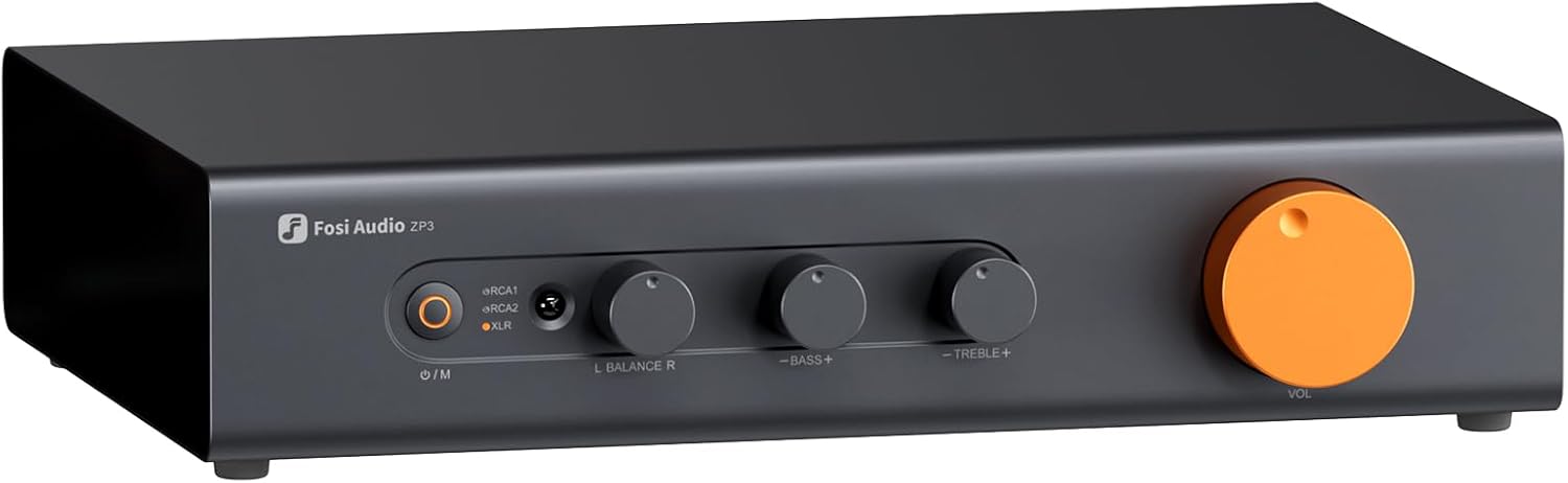 Fosi Audio ZP3 Balanced Preamp for Home Audio, 2 RCA and 1 XLR Inputs, RCA/XLR Outputs and Sub-Out, Pre Amp for 2 Channel Stereo and 2.1 Setup, Pre Amplifier with HPF High Pass Filter and Tone Control