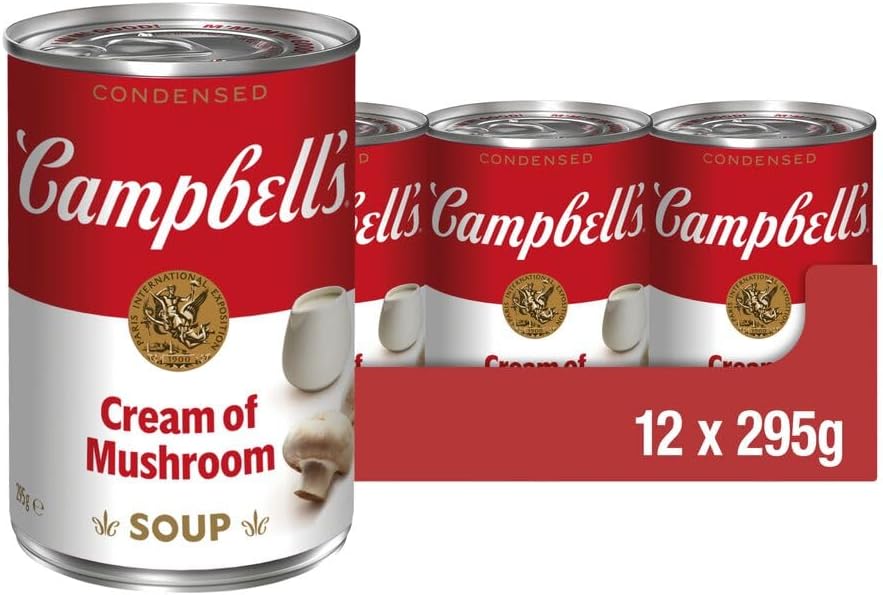 Campbells Condensed Soup, Cream of Mushroom Soup, Tinned, 12 Pack