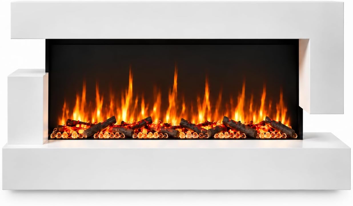 Chemin'Arte - Quartz Design Electric Wall Fireplace 120 cm - White - Designed in France