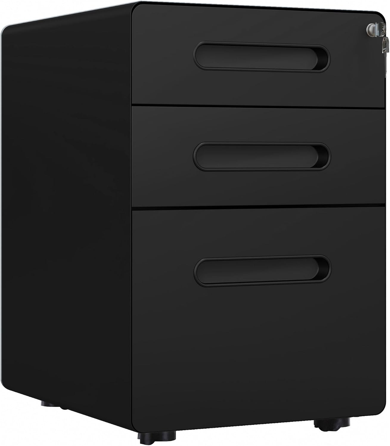 Vinsetto Lockable File Cabinet with 3 Drawers, Anti-tilt Design, Black
