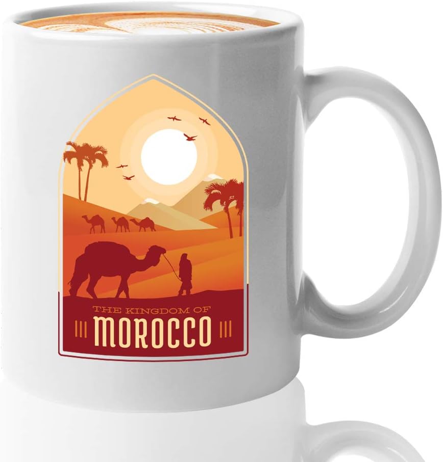 Morocco Mug Moroccan 11oz - The Kingdom Of Morocco Camel Sahara Desert - Tourist Souvenir Travel Present For traveler friend Africa Arabian