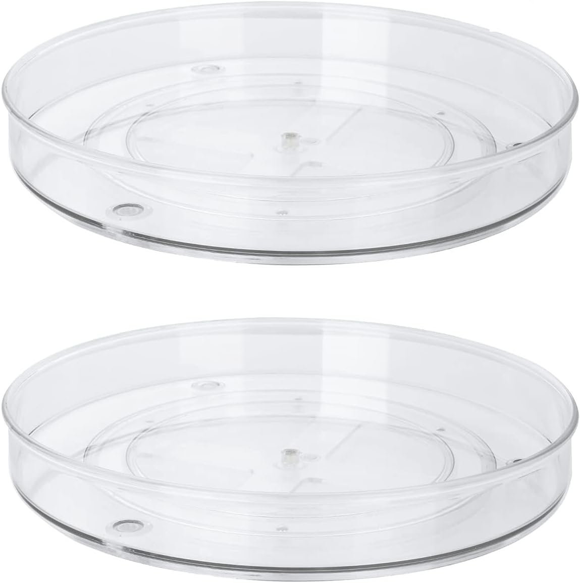 AHUNTTER 2PCS Large Lazy Susan Turntable Organizer, 360° Rotatable Spice Rack for Spices Condiments Oil Bottles & Jars, 27cm Clear Plastic Kitchen Turntable Storage Cabinet for Sideboard Cupboard