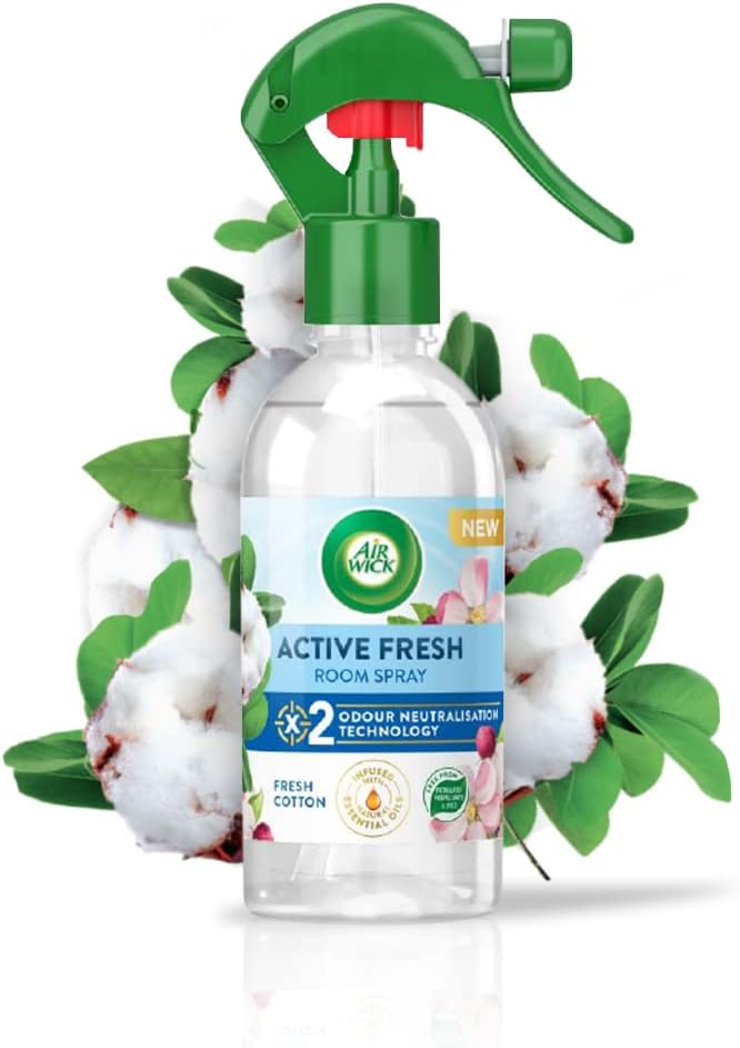Airwick Premium Air Freshener, Fresh Cotton Scent, 237ml, Non-Wet Spray, Fast-Acting Indoor Deodorizer, Instant Odor Neutralizer, Quick Freshening