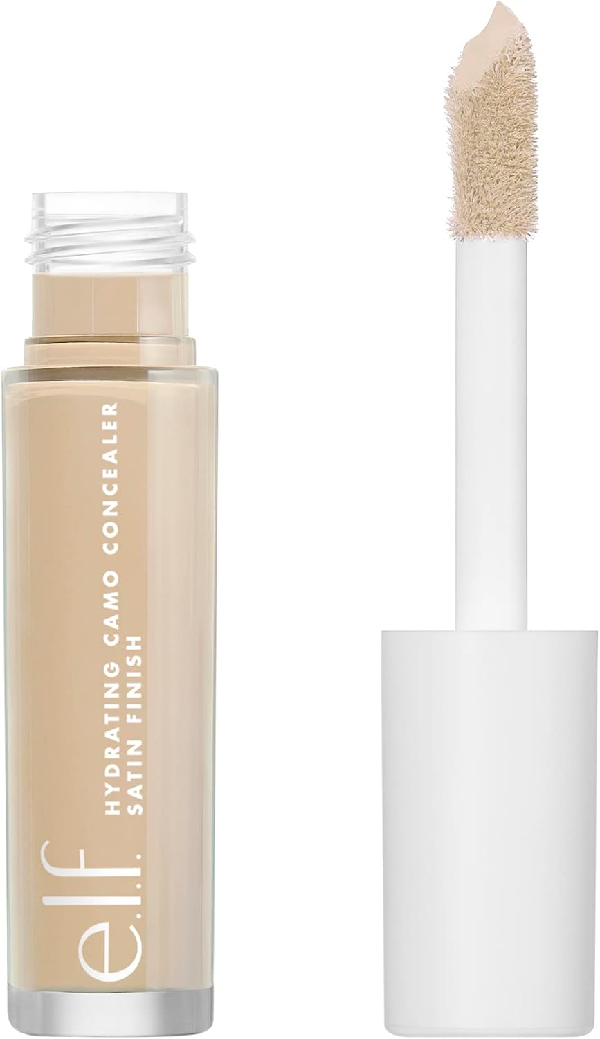 e.l.f. Hydrating Camo Concealer, Satin Finish, Conceals, Corrects & Highlights, Light Beige, 0.203 Fl Oz (6mL)