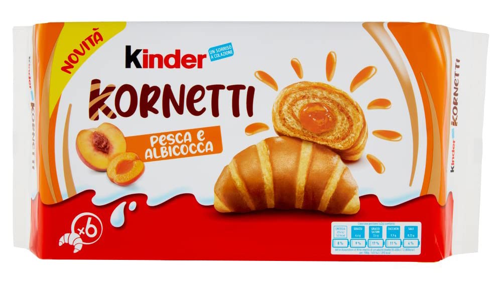 Kinder Kornetti Ripieni alla Pesca e Albicocca Novita Ferrero Cornetti Croissant 252gr