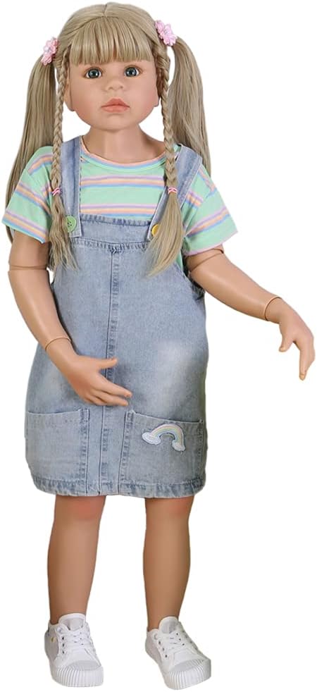 YIHANGG 98CM Real Baby Dress Toddler Baby Girl Original Reborn Baby Doll 3-4Years Can Stand Doll Ball Jointed Body Collectibles