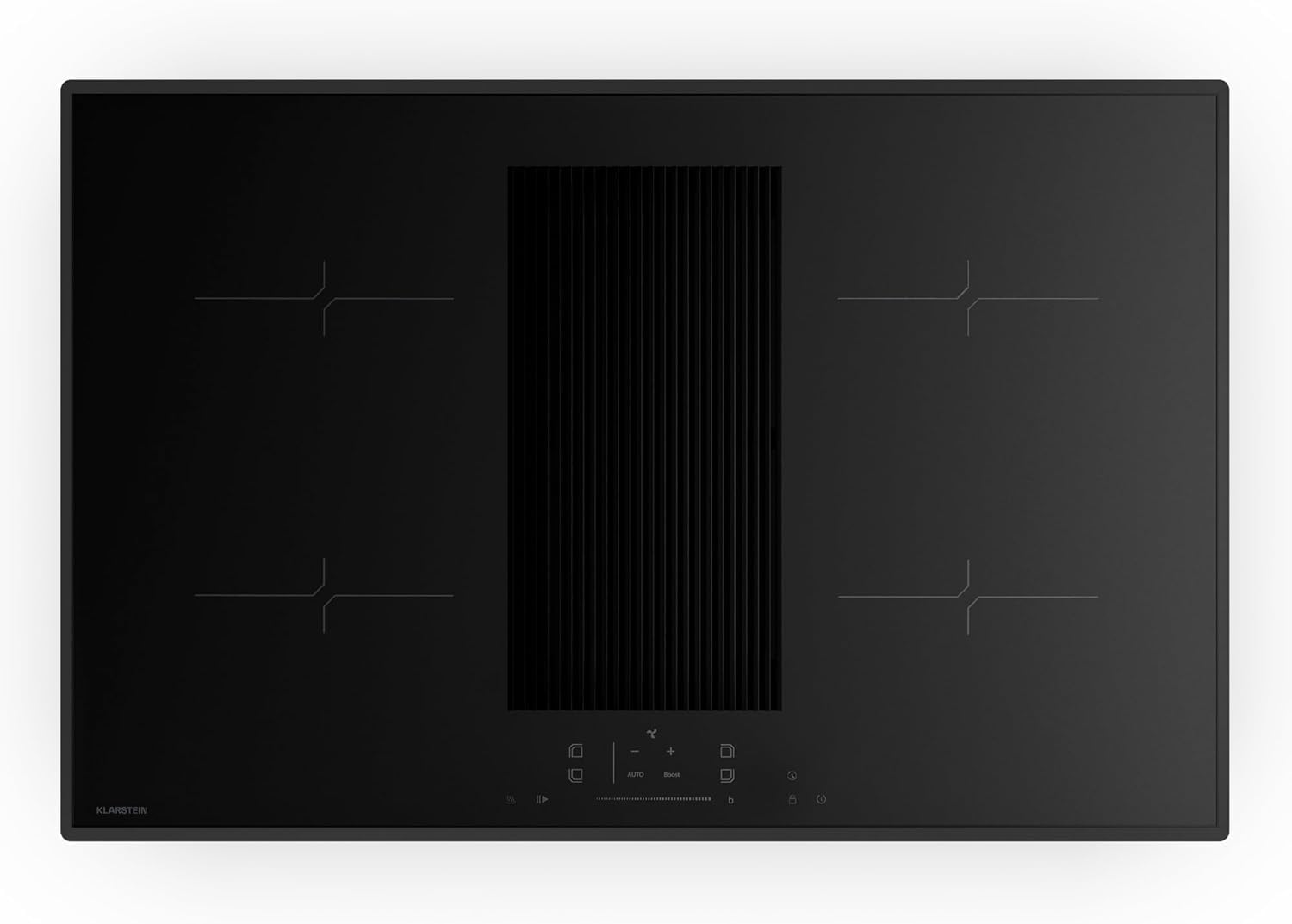 Klarstein Velaire Induction Hob with Extractor - 80cm, 4-Zone, 8400W Boost, Integrated Downdraft Extractor, Touch Slider, Timer, Child Lock, Pan Detection, Black Glass Surface