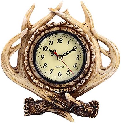 Desk Clock for Table Decor，Antler DecorDeer Antler Table Clock Horn Clock ， Battery Operated for Fireplace Mantel Living Room Bedroom