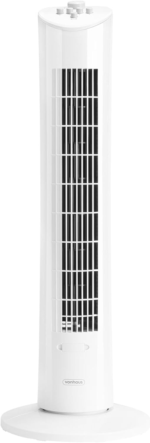 VonHaus Tower Fan 31”, Electric Fan for Cooling, Oscillating with Timer for Any Space, Aroma Tray, Free Standing, Cools Bedrooms & All Rooms with 3 Breeze Speeds, 2 Year Warranty