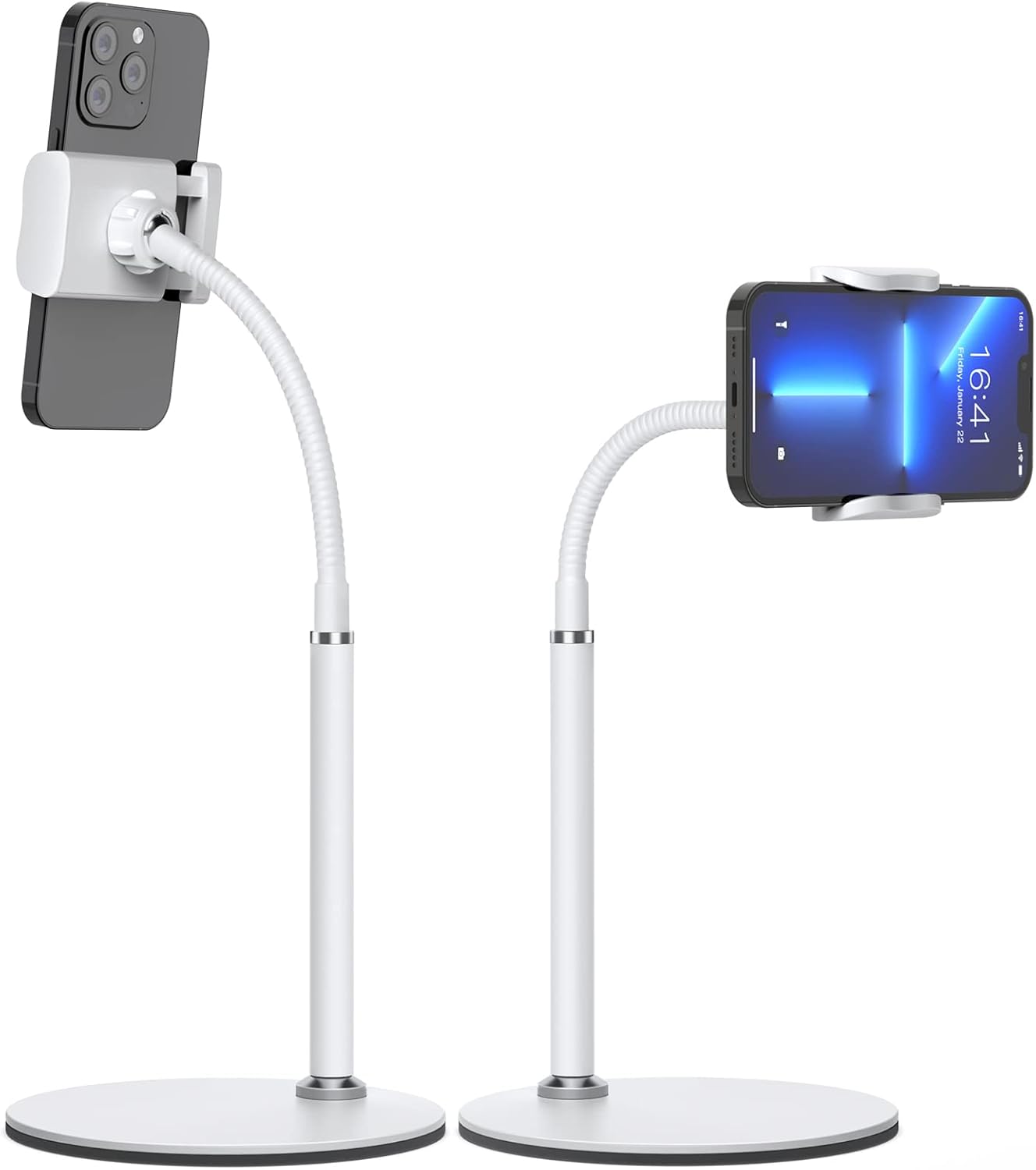 Cell Phone Stand, 360° Angle Height Adjustable Phone Holder for Desk Flexible Desktop Mount for iPhone 14, 13 12 11 Pro Mini, Xs, XR, X, 8, 6s, SE, Samsung S22 S21, 3.5-6.5" Smartphones