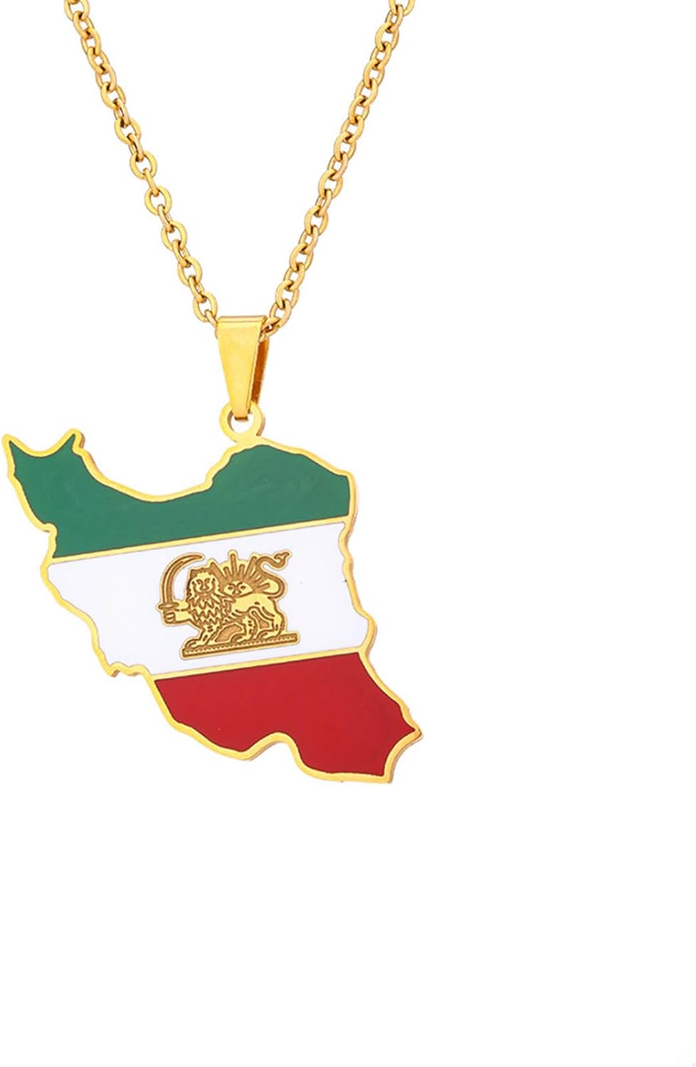 [FIZUNK] Elegant Necklace Jewelry Modern Iran Map Pendant Neck Chain Delicate Neck Doraction Clavicle Chain for Men and Women