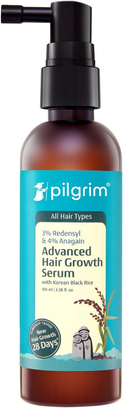 Pilgrim Advanced Hair Growth Serum | with 3% Redensyl + 4% Anagain | Stops Hair Loss & Hair Thinning | Hair Growth Treatment | Provides Thick & Dense Hair | 3.38 Fl Oz (100ml)