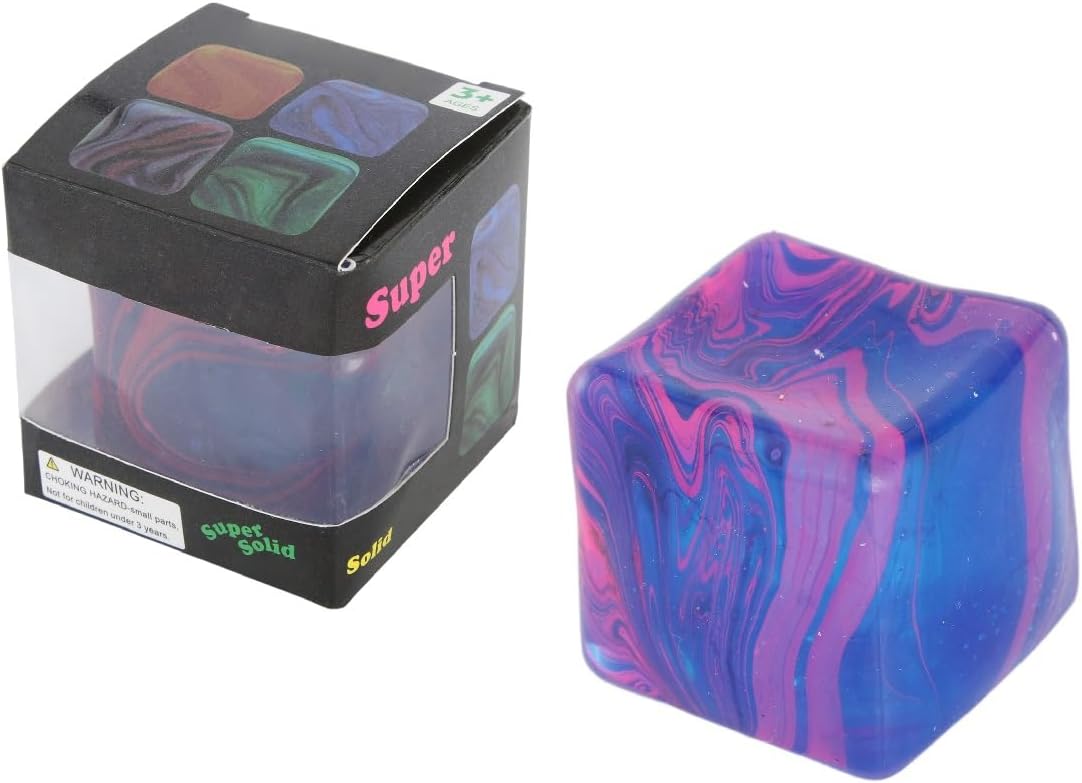 Nee Doh Nice Cube, Nee Doh Squishy Color Doh Cube Squeeze Toys for Kids Adults, Sensory Hand Exercise Stress Balls for Autism Anxiety Relief, Ice Cube Stress Relief Fidget Toys, 1PCS