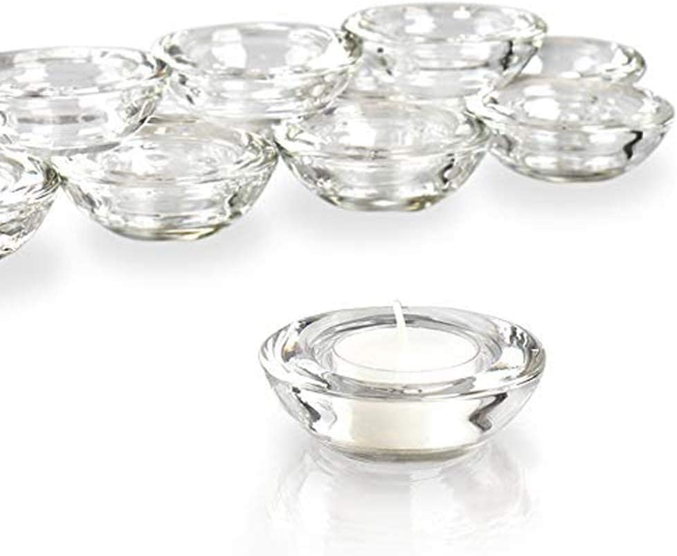 Clear Tealight Candle Holders - Set of 24, Round Chunky Glass Candle Holder, 3" Diameter - CH01