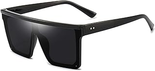Dollger Square Oversized Sunglasses for Women Men Fashion Flat Top Big Black Frame Shades