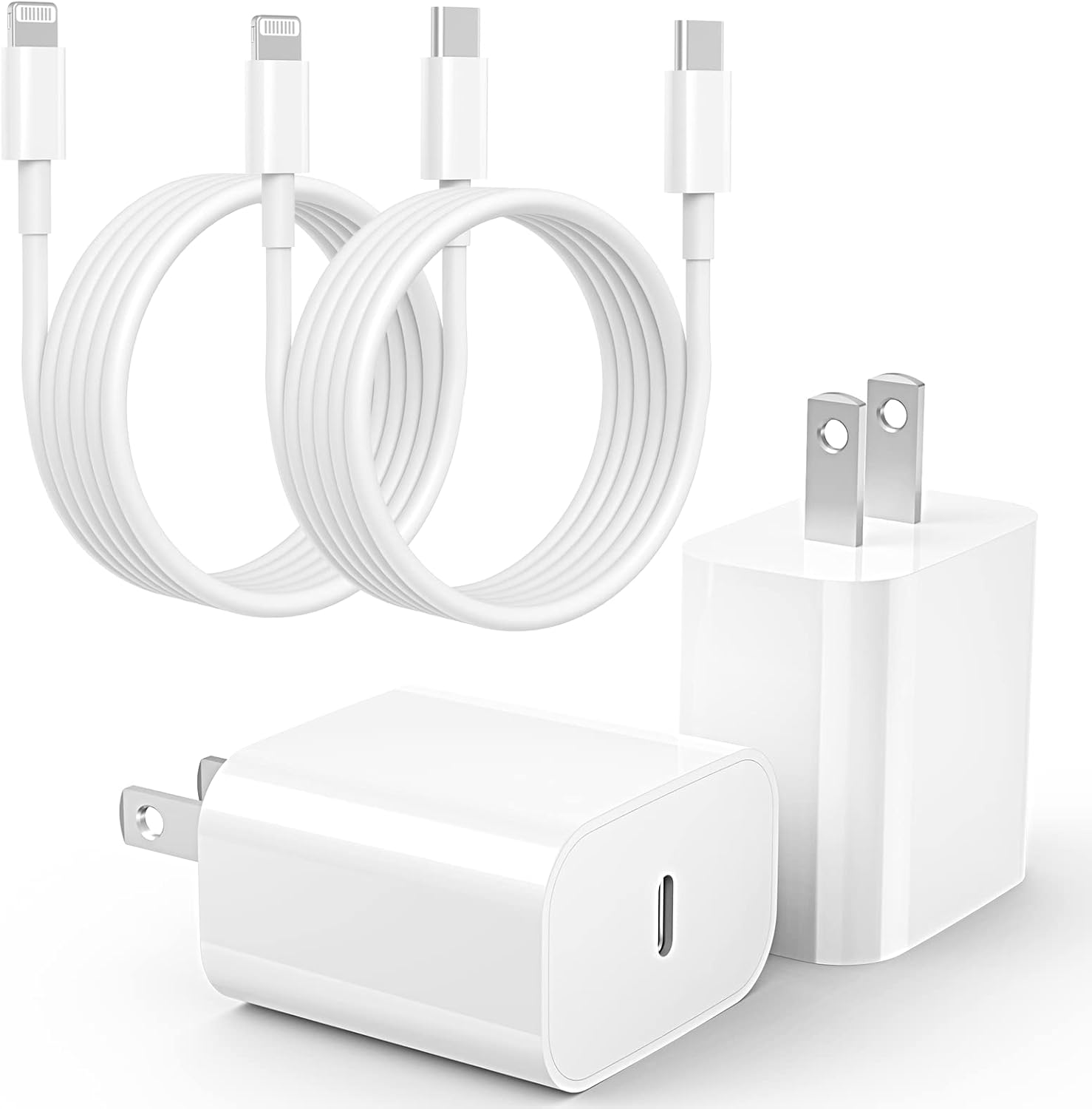 Ximytec 20W USB C Fast Charger [MFi-Certified] Compatible with iPhone 14/13/ 12/11/ XS/XR/X/ 8 /iPad, 2Pack PD Type C Charger Blocks with 6FT Type-C to Lightning Cables