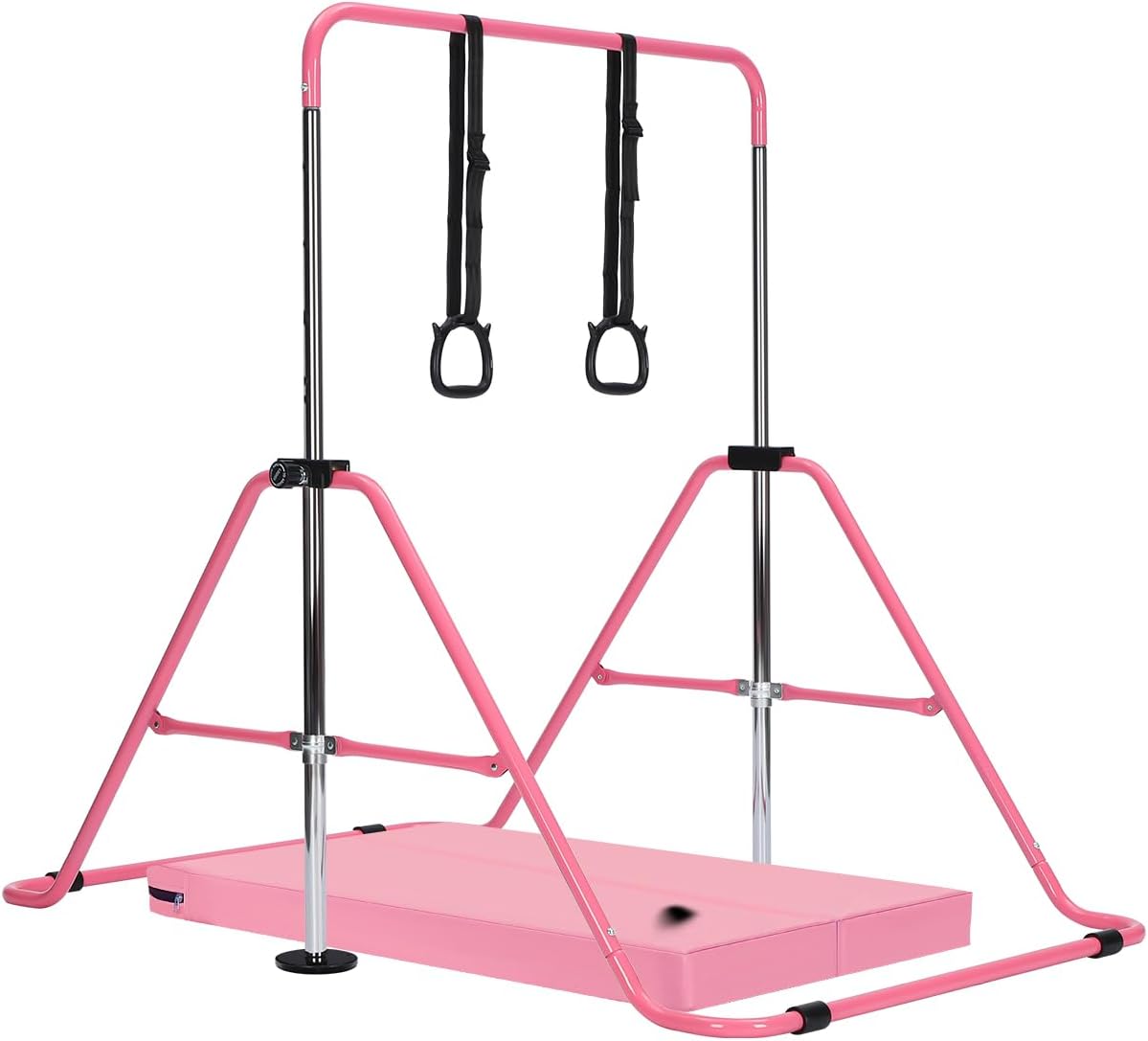Kids Gymnastics Bar with Mat – Adjustable Easy Assembly Training Kip Bar Horizontal Bar for Home, Gymnastics Equipment for Kid 5-12 years