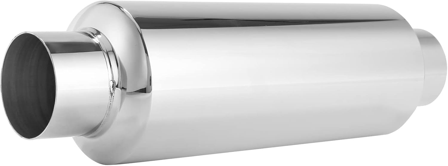 Giilayky Car Exhaust Muffler 2.5 Inch Inlet Stainless Steel Universal Resonator 12 Inch Long Performance Muffler