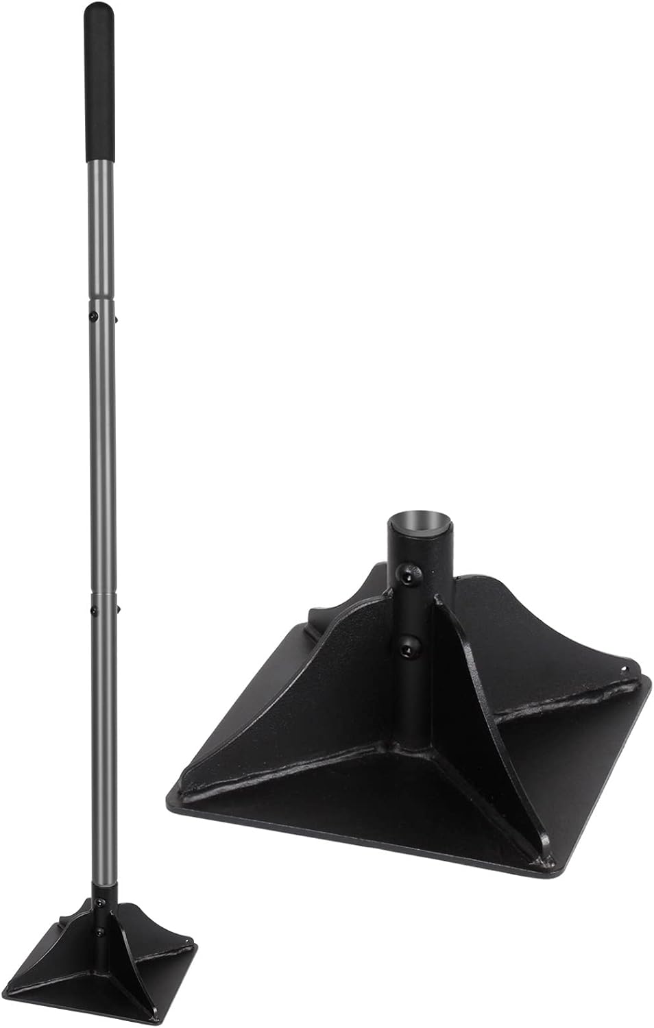 Walensee Steel Tamper with 122 cm Handle 20x20cm Garden Rubber Grip for Laborsaving All-Steel Heavy Duty Ideal Tool Leveling Ground Installing pavers and Repairing Blacktop