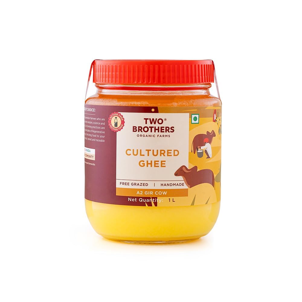 A2 Ghee Butter Organic Grass Fed from Gir Cow | Gut Friendly | Healthy Butter Alternative | Non-GMO, Lactose-Free, Keto Friendly – 2lb from Two Brothers Organic Farms