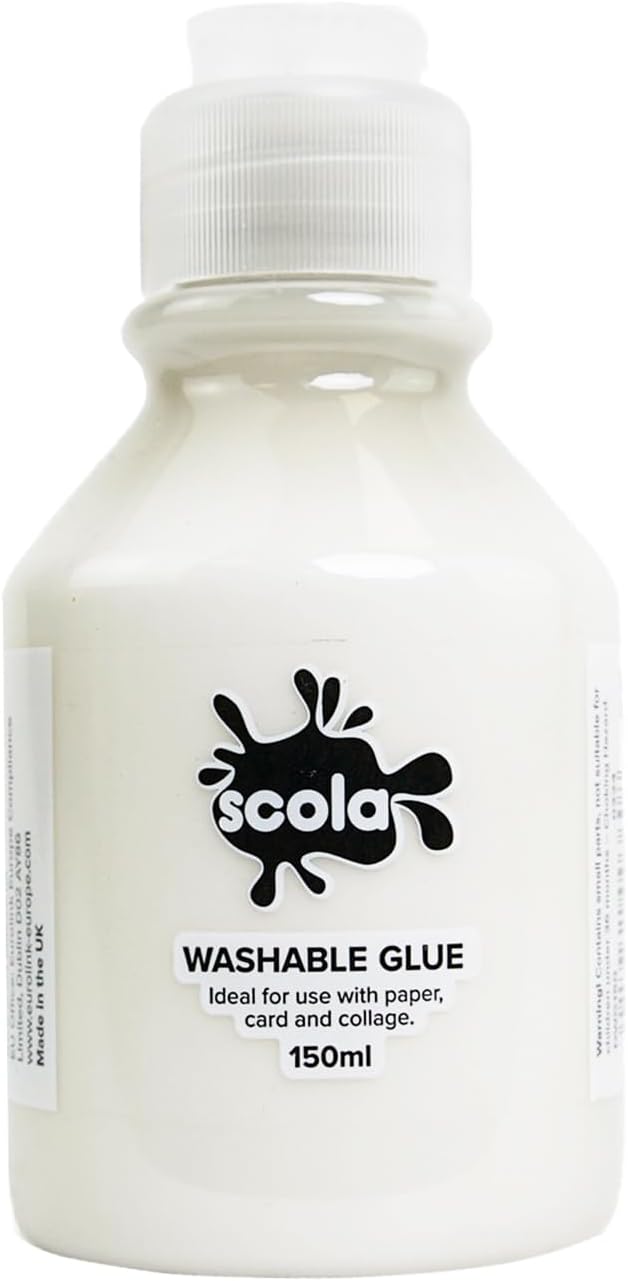 Scola Washable PVA Kids Glue, 150ml, School Supplies, Art and Crafts Projects, Children's Craft Projects, Great for Kids