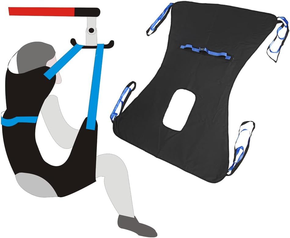 Patient Lift Sling for Hoyer Home Use Elderly Bedridden Patient Lift Assist Aid Medical Toileting Sling Devices Full Body Elevation Lifter for Adults Sit to Stand Positioning Transfer Belt (Large)