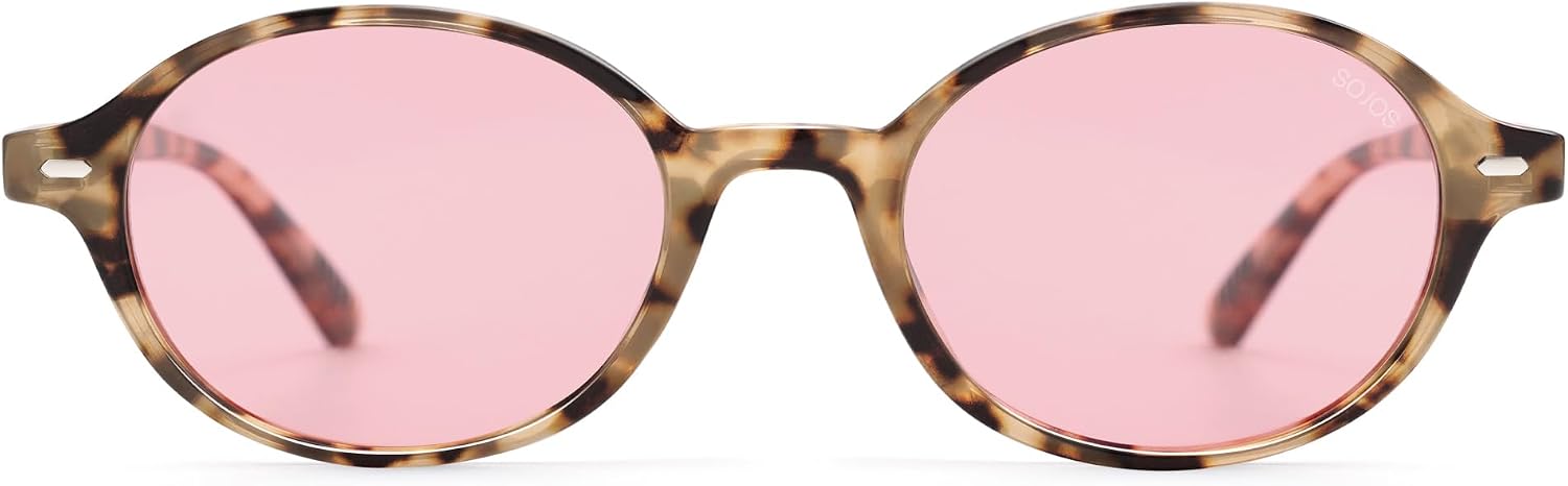 SOJOS Retro Trendy Oval Polarized Sunglasses Womens Mens, 90s Small Narrow Slim Chic Round Sunnies SJ2611