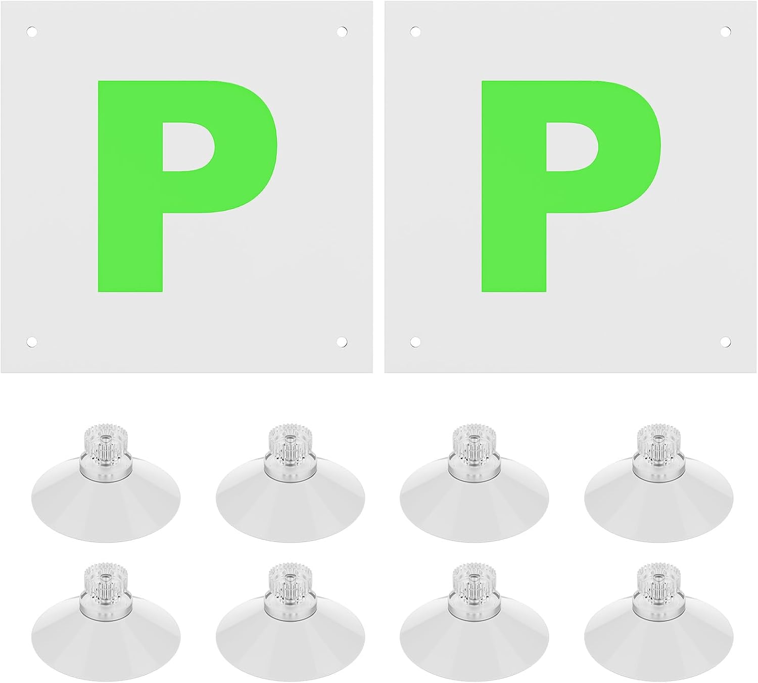 2 Pack Fully Magnetic P Plates for New Drivers, Waterproof P Sign with 8 Suction Cups New Driver Sticker Reusable, Easy to attach, Strong Adsorption